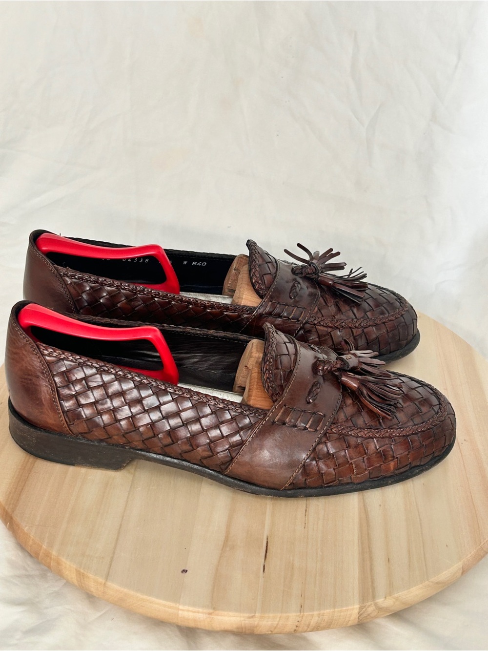Bragano Brown Woven Leather Tassel Slip-On Dress Loafer 10.5 W